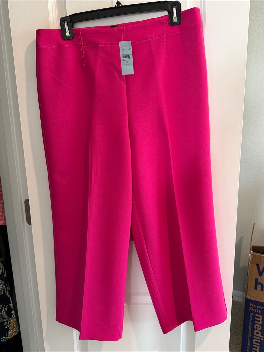 Ann Taylor Bright Pink Cropped Wide-Leg Pants